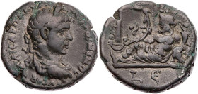 ÄGYPTEN ALEXANDRIA
Elagabal, 218-222 n. Chr. BI-Tetradrachme 221/222 n. Chr. (= Jahr 5) Vs.: gepanzerte und drapierte Büste mit Lorbeerkranz n. r., R...