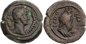 ÄGYPTEN HERMOPOLITES NOMOS
Hadrianus, 117-138 n. Chr. AE-Obol 126/127 n. Chr. (= Jahr 11) Vs.: Kopf mit drapierter linker Schulter und Lorbeerkranz n...