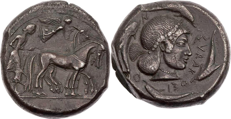 SIZILIEN SYRAKUS
 AR-Tetradrachme 480-475 v. Chr., unter Gelon I. Vs.: Wagenlen...