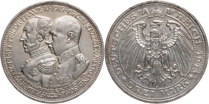 REICHSSILBERMÜNZEN MECKLENBURG-SCHWERIN
Friedrich Franz IV., 1897-1918. 3 Mark ...