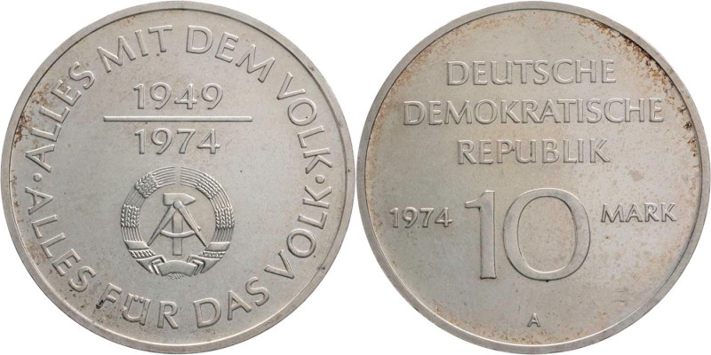 DEUTSCHE DEMOKRATISCHE REPUBLIK, 1949-1990
 10 Mark (Probe) 1974 Legierungsprob...