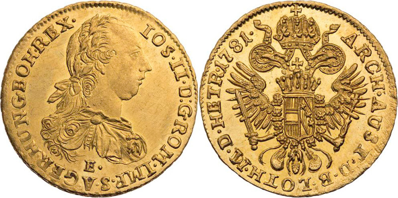 RÖMISCH-DEUTSCHES REICH
Josef II., 1765-1790. Dukat 1781 E Karlsburg Vs.: gehar...