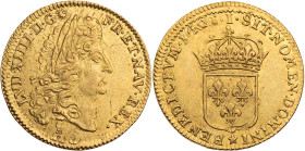 FRANKREICH KÖNIGREICH
Louis XIV., 1643-1715. Louis d'or à l'écu 1691 I Limoges Réformation, Vs.: Kopf mit Lorbeerkranz n. r., Rs.: bekrönter Wappensc...