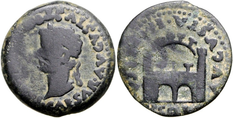 SPANIEN. 
AUGUSTA EMERITA (Merida). 
Tiberius 14-37. AE-26mm 11,62g. Kopf m. L...