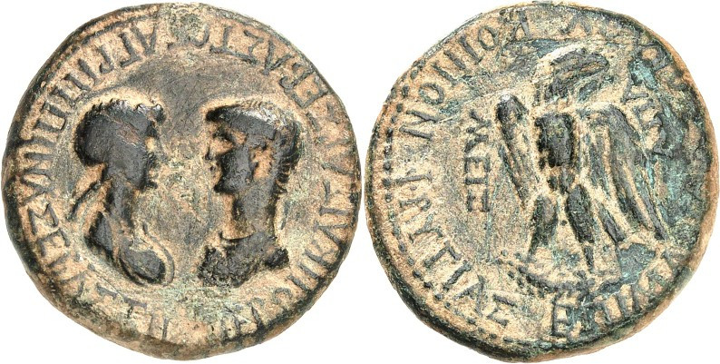 PHRYGIEN. 
APAMEIA am Mäander (Dimer). 
Nero und Agrippina 54-59. AE24mm 10,48...