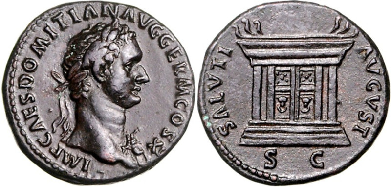 RÖMISCHES KAISERREICH. 
DOMITIANUS, Augustus 81-96. AE-As (84) 11,39g. Kopf m. ...