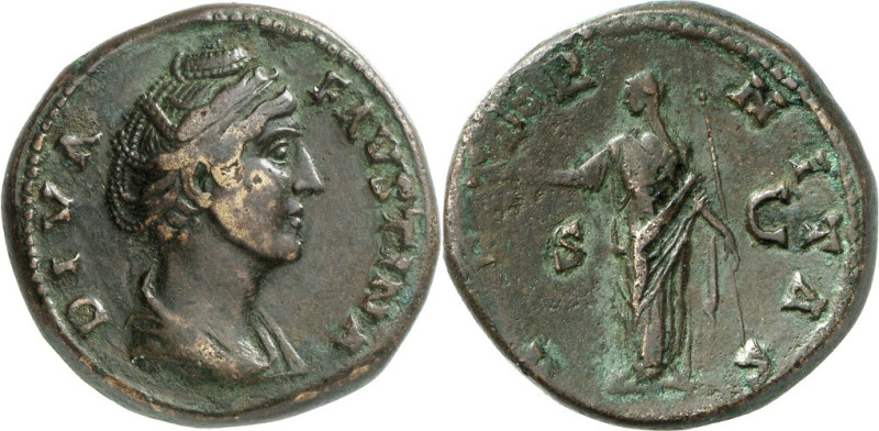 RÖMISCHES KAISERREICH. 
Diva Faustina senior z.Z. Antoninus Pius 141/161. AE-Se...