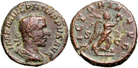 RÖMISCHES KAISERREICH. 
PHILIPPUS I. Arabs 244-249. AE-As (244) 10,10g. Paludamentbüste m. Lkr. n.r. IMP M IVL PHILIPPVS AVG / VICTORIA AVG - S - C V...