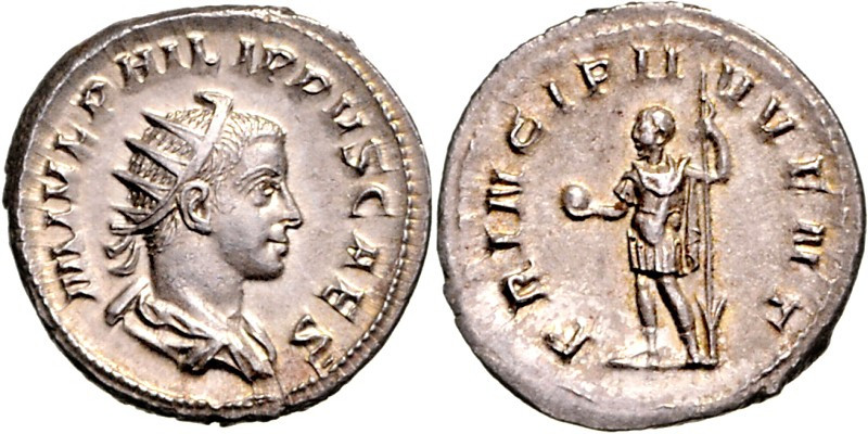 RÖMISCHES KAISERREICH. 
Philippus II., Caesar 244-247. Antoninian (245/247) 4,4...
