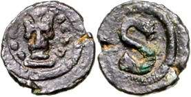 BYZANZ. 
HERACLIUS mit HERACLIUS CONSTANTINUS 613-638. AE-Hexa 16mm (613/618) 2,84g, Alexandria. Stufenkreuz&nbsp;/ Wert&nbsp;S (=&nbsp;6). S.&nbsp; ...