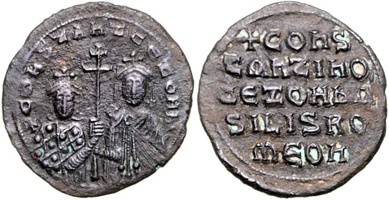 BYZANZ. 
KONSTANTINOS VII. und ZOE 913-919. AE-Follis 27mm 7,21g, Konstantinope...