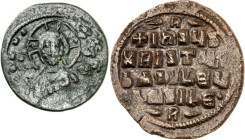 BYZANZ. 
IOHANNES I. Tzimiskes 969-976. Anonymer AE-Follis 27mm 7,37g, Konstantinopel. , sowie anonymer Follis 33mm unter Basilios II. mit Konstantin...