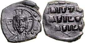 BYZANZ. 
IOHANNES I. Tzimiskes 969-976. Anonymer AE-Follis 20mm 5,50g, Konstantinopel. Christusbüste mit Nimbus (mit 2-er Kleinoden) v.v. / + IhSUS -...