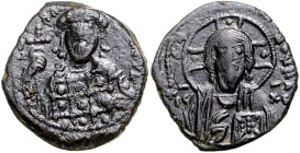 BYZANZ. 
KONSTANTINOS X. Dukas 1059-1067. AE-Follis 25mm 8,49g. Büste des Christos Pantokrator mit Nimbus v.v. IC - XC + [EMMA-] NOUHL / +[ KWN RACI-...