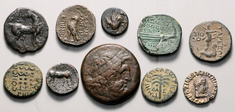 GRIECHEN. 
Allgemein: Bronzemünzen. 10 Bronzeprägungen 12mm - 27mm MACEDONIEN /...