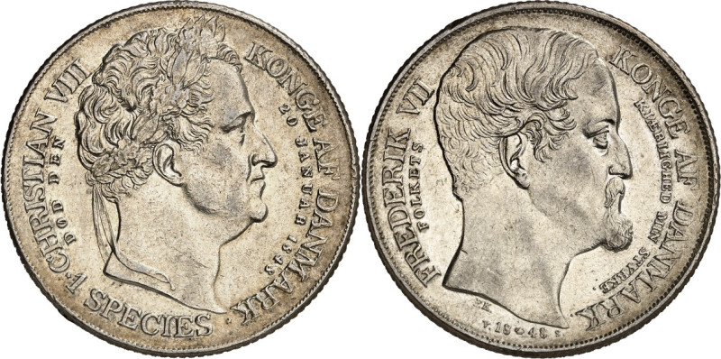 DÄNEMARK. 
KÖNIGREICH. 
Christian VIII. 1839-1848. Speciesdaler 1848 FK-VS a.d...