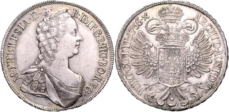 Römisch Deutsches Reich. 
Maria Theresia 1740-1780. Taler 1756 Wien. Brb. n.r. ...