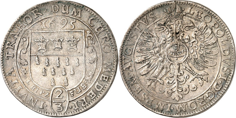 Köln, Freie Reichsstadt. 
z.Z. Leopold I. 1658-1705. 2/3 Taler Leipziger Fuß 16...