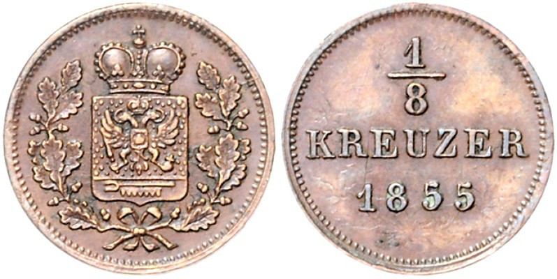 Schwarzburg/-Rudolstadt. 
Friedrich Günther 1807-1867. Cu-1/8&nbsp;Kreuzer 1855...