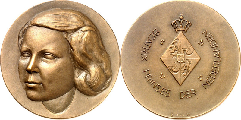 EUROPA. 
NIEDERLANDE. 
Juliana 1948-1980. Medaille 1952 (v. Adrie C. Blok) Kop...