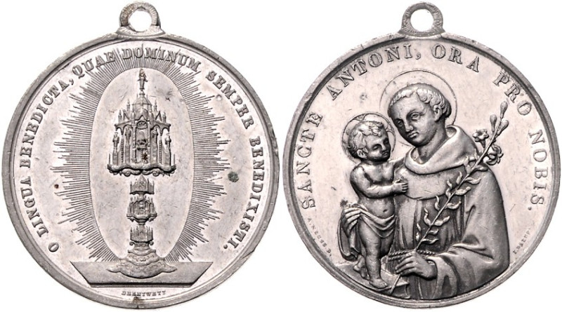 RELIGION UND ETHIK. 
HEILIGE. 
Antonius von Padua *1195 +1231. Medaille o.J. (...