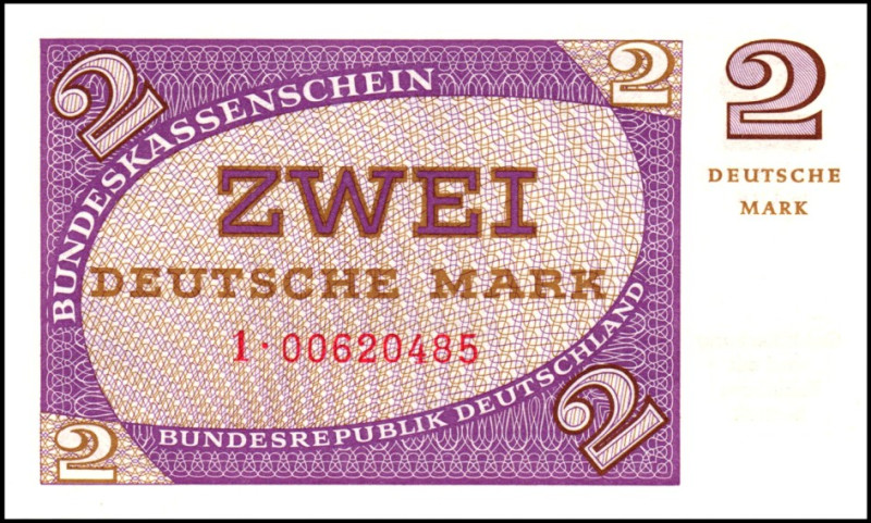 Bundesrepublik. 
Bundeskassenscheine. 
Bundeskassenscheine. 5, 10 Pf, 1, 2 Mar...