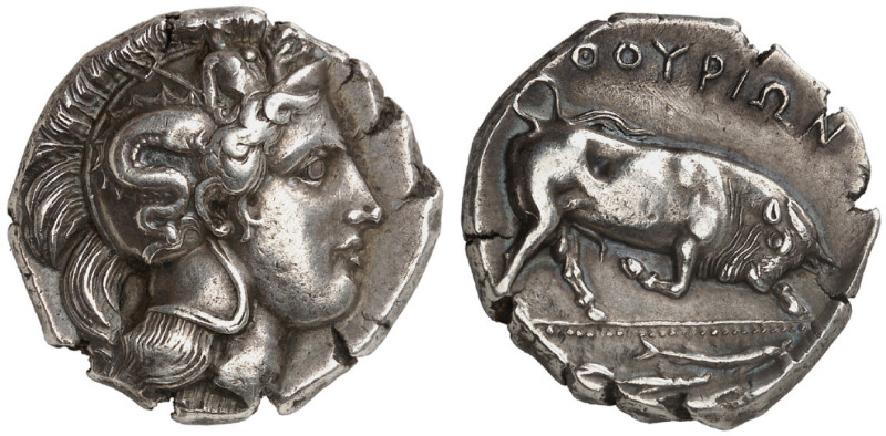 LUCANIA. Thourioi. Circa 400-350 BC. Distater (Silver, 26 mm, 14.68 g, 3 h). Hea...