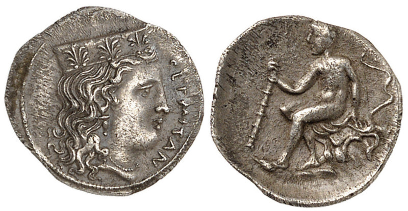 SICILY. Thermai Himerensis. Circa 350 BC. Litra (Silver, 12 mm, 0.70 g, 5 h). He...