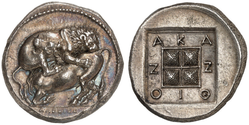 MACEDON. Akanthos. Circa 380-350 BC. Tetradrachm (Silver, 25 mm, 14.26 g, 10 h),...