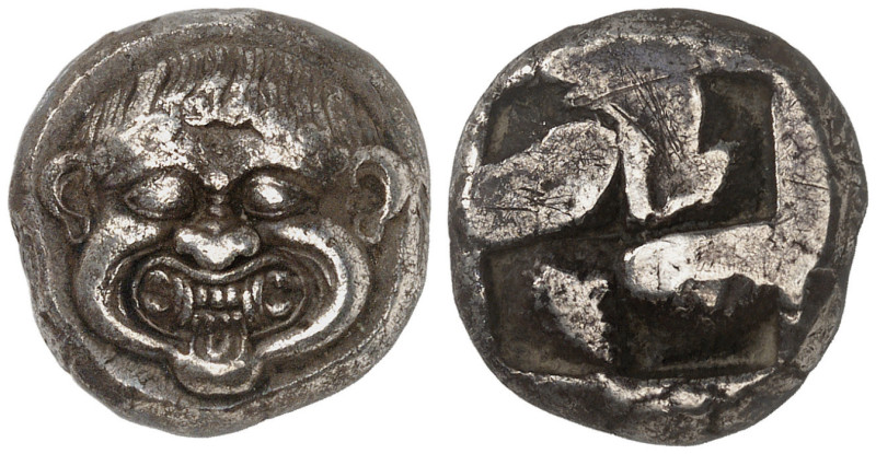 MACEDON. Neapolis. Circa 500-480 BC. Stater (Silver, 18 mm, 9.63 g). Facing head...