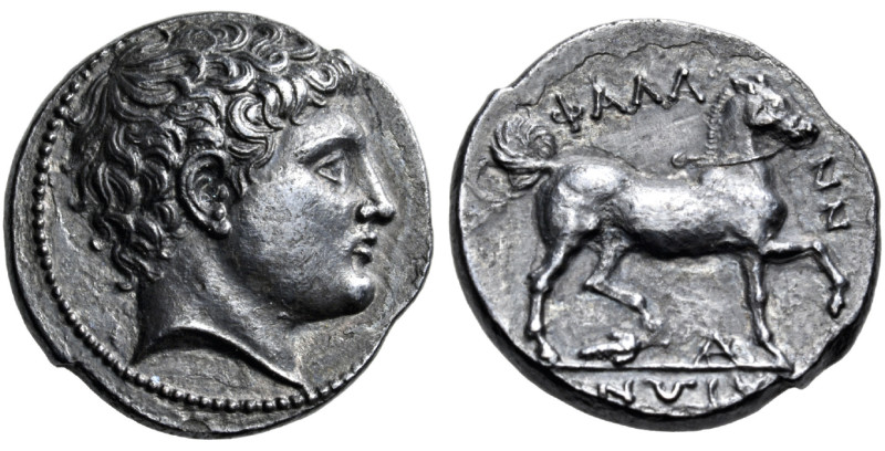 THESSALY. Phalanna. Circa 340 BC. Drachm (Silver, 18 mm, 5.19 g, 6 h). Youthful ...