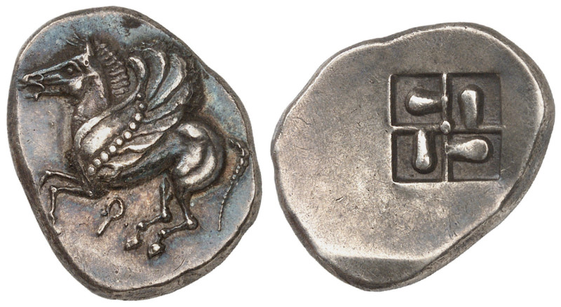 CORINTHIA. Corinth. Circa 550-500 BC. Stater (Silver, 24 mm, 8.58 g). Ϙ Pegasos,...