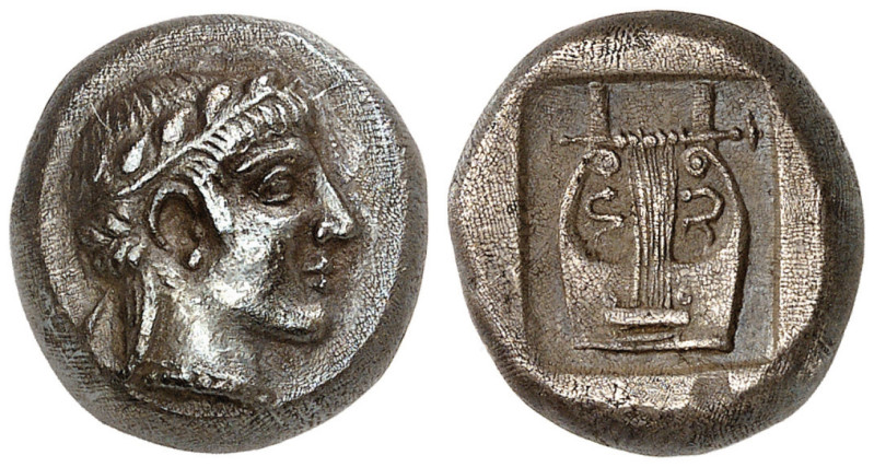 IONIA. Kolophon. Circa 450-410 BC. Drachm (Silver, 15.5 mm, 5.45 g, 1 h). Laurea...