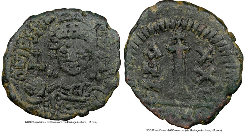 Justinian I the Great (AD 527-565). AE decanummium (22mm, 4.15 gm, 4h). NGC Choi...