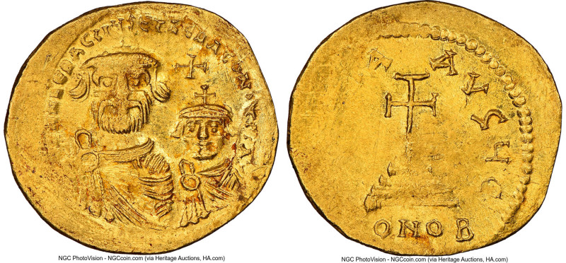 Heraclius with Heraclius Constantine (AD 613-641). AV solidus (22mm, 4.45 gm, 6h...