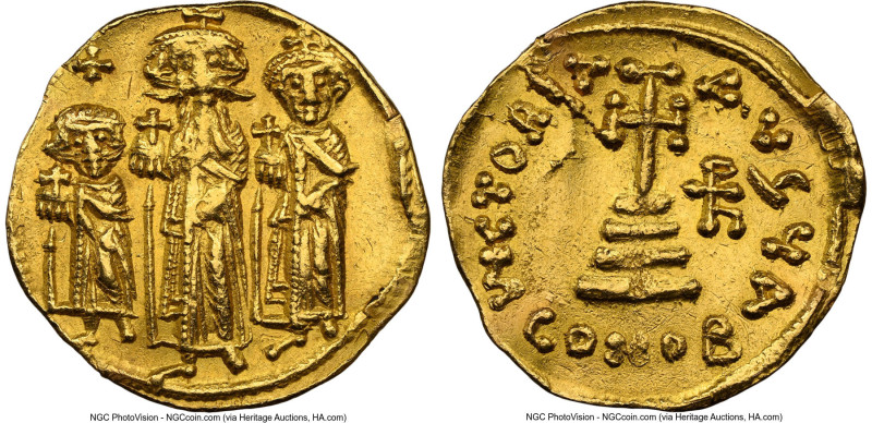 Heraclius with Heraclius Constantine, and Heraclonas (AD 632-641). AV solidus (2...