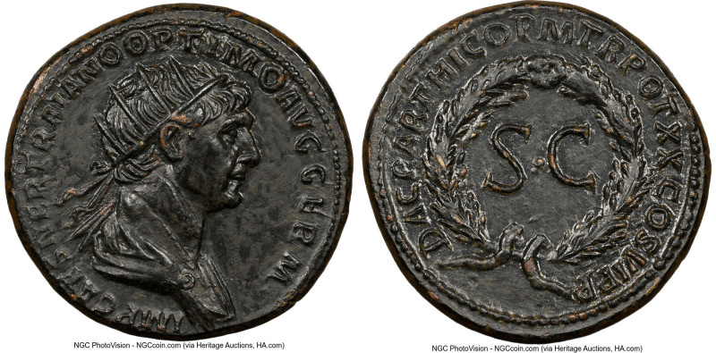 Trajan (AD 98-117). AE as (23mm, 8.98 gm, 5h). NGC Choice AU 5/5 - 2/5, smoothin...