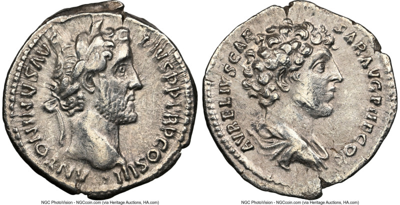 Antoninus Pius (AD 138-161), with Marcus Aurelius, as Caesar. AR denarius (19mm,...