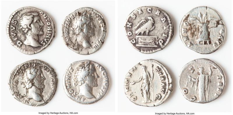 ANCIENT LOTS. Roman Imperial. Antoninus Pius (AD 138-161). Lot of four (4) AR de...