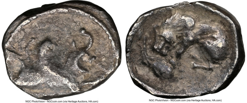 JUDAEA. Samaria. Ca. mid-4th century BC. AR obol (10mm, 1h). NGC Choice VF. Wing...