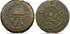 JUDAEA. Herodian Dynasty. Herod I the Great (40-4 BC). AE 4-prutot (22mm, 12h). NGC Fine. Samarian, dated Regnal Year 3 (40/39 or 38/7 BC). Facing hel...