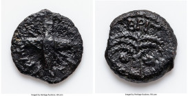 JUDAEA. Roman Procurators. Antonius Felix (AD 52-59/60). AE prutah (16mm, 2.45 gm, 11h). VG, altared surfaces Jerusalem, dated Regnal Year 14, under C...