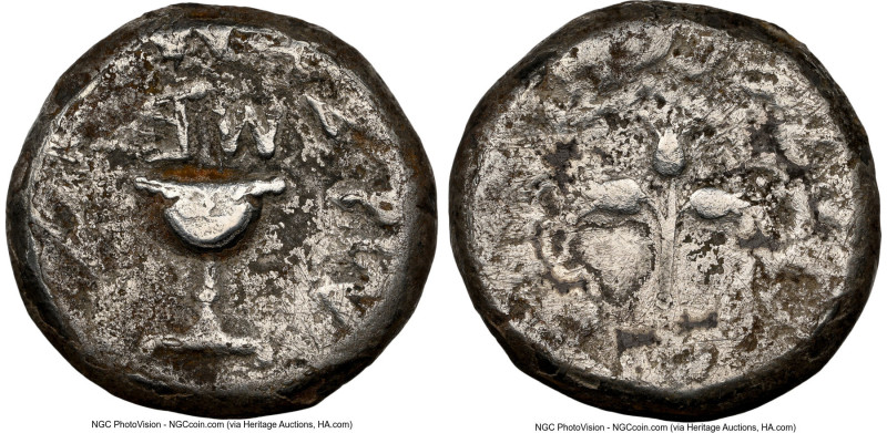 JUDAEA. Jewish War (AD 66-70). AR shekel (22mm, 13.96 gm, 11h). NGC VG 4/5 - 2/5...