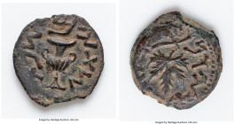 JUDAEA. Jewish War (AD 66-70). AE prutah (18mm, 2.58 gm, 5h). Choice VF, altered surfaces. Jerusalem, dated Year 2 (AD 67/8). Year Two (Paleo-Hebrew),...