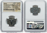JUDAEA. Bar Kokhba Revolt (AD 132-135). AE middle bronze (23mm, 11.23 gm, 6h). NGC AU 4/5 - 3/5. Dated Year 2 (AD 133/4). Simon (Paleo-Hebrew), palm t...