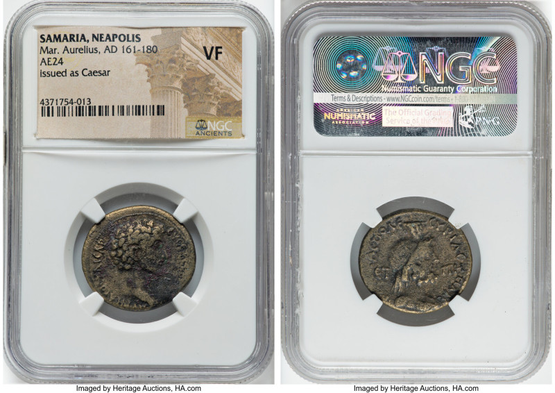 SAMARIA. Neapolis. Marcus Aurelius, as Caesar (AD 161-180). AE (24mm, 12h). NGC ...