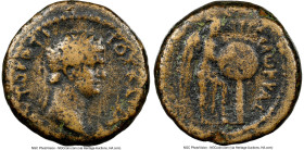 JUDAEA. Caesarea Maritima. Titus (AD 79-81). AE (20mm, 11h). NGC Fine. ΑΥΤΟΚΡ ΤΙ-ΤΟΣ ΚΑΙΣΑΡ, laureate head of Titus right / ΙΟΥΔΑΙΑΣ-ΕΑΛΩΚΥΙΑΣ, Nike s...