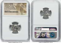Vespasian (AD 69-79). AR denarius (19mm, 3.43 gm, 5h). NGC AU 4/5 - 5/5. Rome, 21 December AD 69-early AD 70. IMP CAESAR VESPASIANVS AVG, laureate hea...