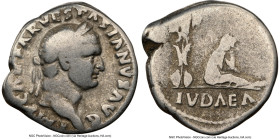 Vespasian (AD 69-79). AR denarius (18mm, 3.09 gm, 6h). NGC Fine 4/5 - 4/5. Rome, 21 December AD 69-early AD 70. IMP CAESAR VESPASIANVS AVG, laureate h...