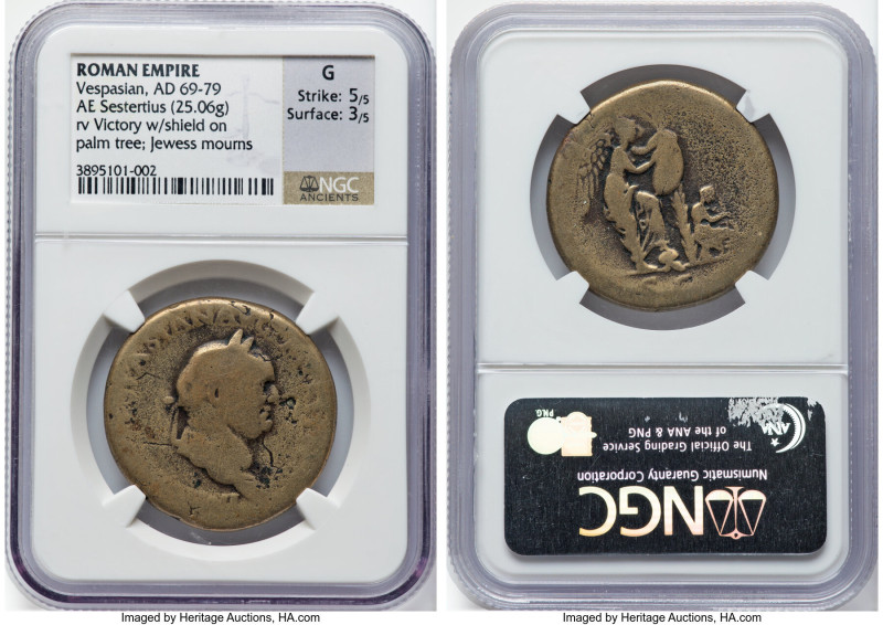 Vespasian (AD 69-79). AE sestertius (33mm, 25.06 gm, 5h). NGC Good 5/5 - 3/5. Ju...